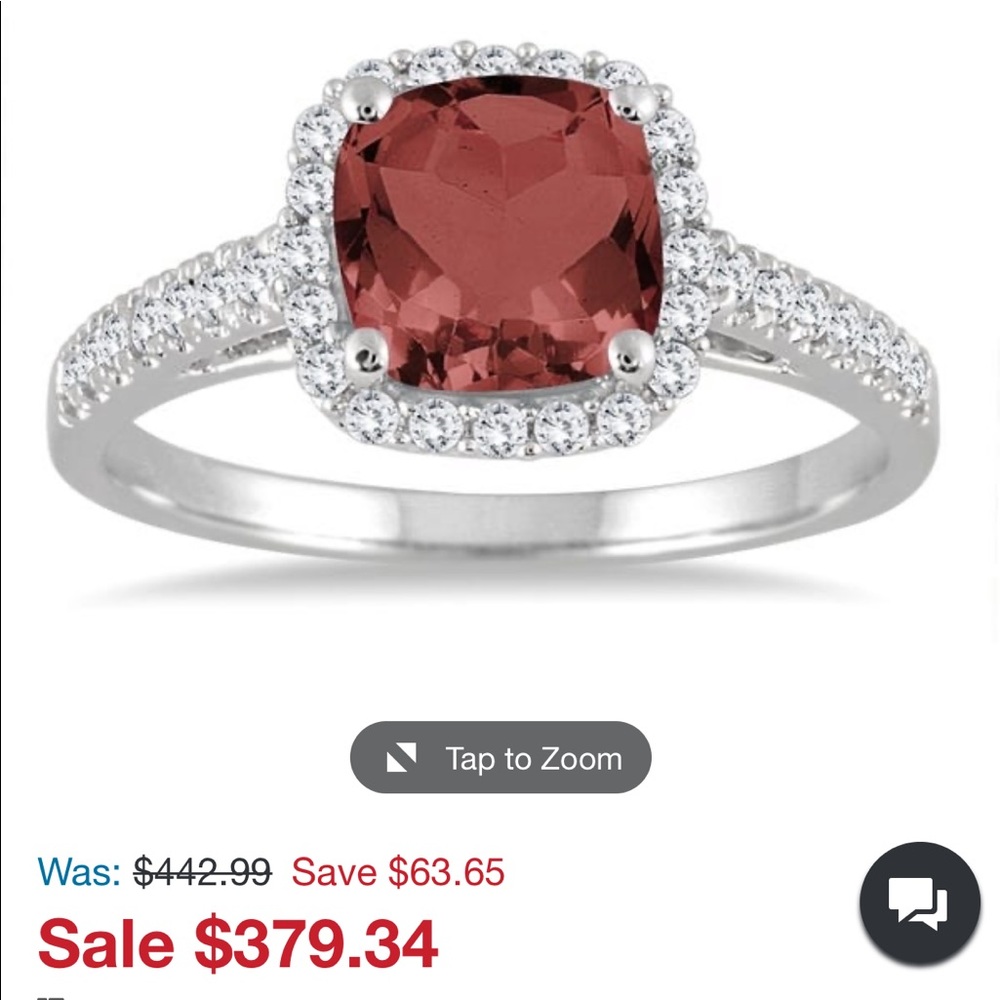 Garnet 10K white gold ring